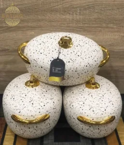 3-in-1 Gold Forever Thermal Casserole Marble Hotpot Set.