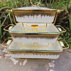 set of 3 ceramic chafing dishes