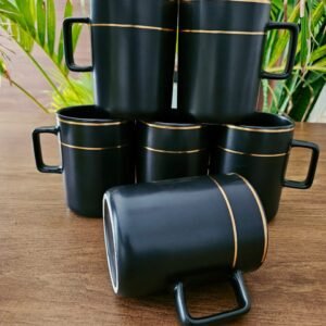 6pcs Black Gold Ceramic Mug Set